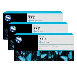 HP 771C pack de 3 cartouches d'encre DesignJet cyan clair, 775 ml