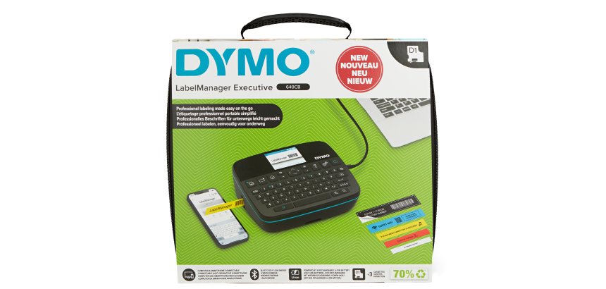 DYMO LabelManager Executive 640 CB Portable Label Printer Kit with Carry Case and 3 Label Cassettes | Compact QWERTY Label Maker | Bluetooth & USB Connectivity | Compatible with D1 Labels