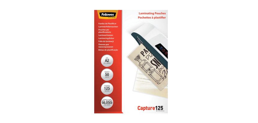 Pochettes de plastification Fellowes A2 - 2 x 125 µ - Brillant - Boîte de 25