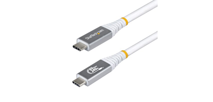 StarTech.com Câble USB4 de 1 m, 80 Gbps, Câble USB-C Certifié USB-IF, 240 W PD, 8K 120 Hz/4K 240 Hz DP2.1 DP80, Compatible Thunderbolt 4 - Cordon USB-C Blanc