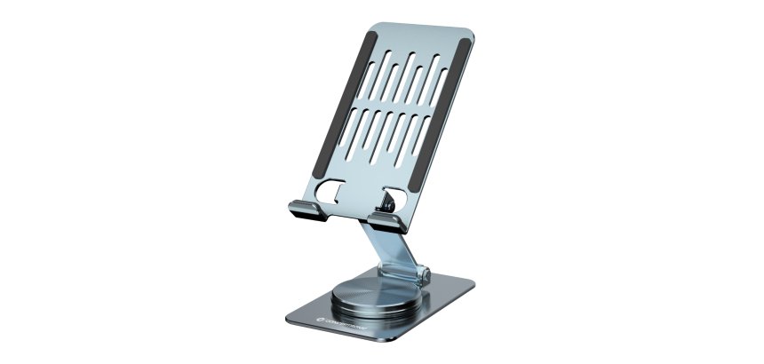 Conceptronic THANA08G Foldable Swivel Phone Stand, 360° Rotating Base, Adjustable Height