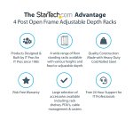 StarTech.com 4-Post 42U Mobile Open Frame Server Rack, Four Post 19" Network Rack with Wheels, Rolling Rack with Adjustable Depth for Computer/AV/Data/IT Equipment - Casters, Leveling Feet or Floor Mounting