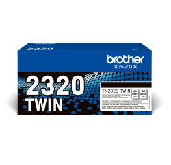 Pack of 2 Brother TN2320TWIN toner cartridges for laser printer