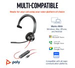 HP Poly Blackwire 3310 Monaural USB-C Headset +USB-C/A Adapter