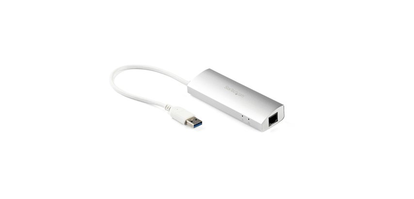 StarTech.com Hub USB à 3 Ports avec Ethernet, USB-A, Gigabit Ethernet/GbE, USB 5Gbps, Design Robuste, Alimentation par Bus, Hub USB 3.0 Portable pour Ordinateur Portable