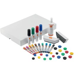 Kit d'accesoires tableau blanc esselte 10 marqueurs 10 aimants 32mm 2 effaceurs 1    spray nettoyage