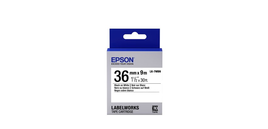 Epson Nastro fondo Standard Bianco per testo Nero 36/9 LK-7WBN