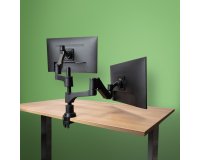 R-Go Tools Bras d&#039;&eacute;cran R-Go Caparo, pour deux &eacute;crans, r&eacute;glable par v&eacute;rin &agrave; gaz, capacit&eacute; de charge 3-9 kg, 100% circulaire, noir