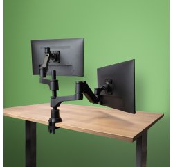 R-Go Tools Bras d&#039;&eacute;cran R-Go Caparo, pour deux &eacute;crans, r&eacute;glable par v&eacute;rin &agrave; gaz, capacit&eacute; de charge 3-9 kg, 100% circulaire, noir