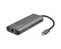StarTech.com Adaptateur Multiport USB-C - Mini Dock USB-C avec HDMI 4K, 3x USB 3.0 Hub, SD/SDHC, GbE, 100W PD 3.0 Pass-Through - Station d'Accueil USB-C pour PC Portable Type-C/Thunderbolt 3