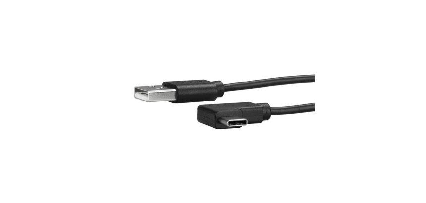 StarTech.com 1m USB-A naar USB-C Laadkabel, Haaks, Charge & Sync, 3A, USB 2.0 - Zwarte USB Oplaadkabel