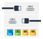 StarTech.com Câble USB-C de 1m, USB 10Gbps, 100W (5A) Power Delivery, 8K 60Hz/4K 144Hz DP Alt Mode, Compatible Thunderbolt