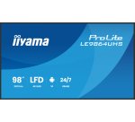 iiyama LE9864UHS-B1AG Écran d'affichage dynamique Écran plat de signalisation numérique 2,49 m (98") Wifi 500 cd/m² 4K Ultra HD Noir Intégré dans le processeur Android 24/7