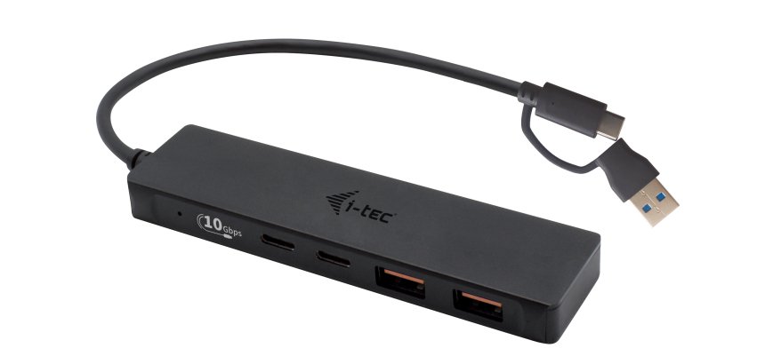 i-tec Metal C31HUBMETAL2A2C hub & concentrateur USB 3.2 Gen 1 (3.1 Gen 1) Type-C 10000 Mbit/s Noir
