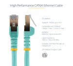 StarTech.com 1m CAT6a Ethernet Cable - 10 Gigabit Shielded Snagless RJ45 100W PoE Patch Cord - 10GbE STP Network Cable w/Strain Relief - Aqua Individually Tested/Wiring is UL Certified/TIA