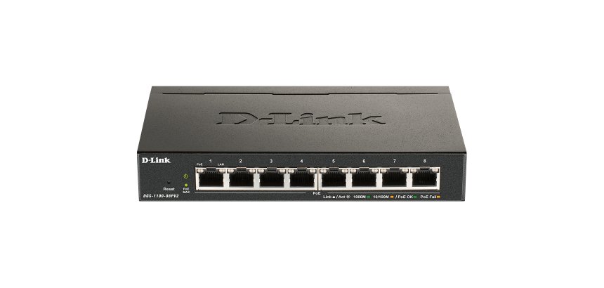 D-Link DGS-1100-08PV2 Géré L2/L3 Gigabit Ethernet (10/100/1000) Connexion Ethernet, supportant l'alimentation via ce port (PoE) Noir
