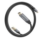 AISENS Cable Conversor Aluminio HDMI V2.0 A USB-C 4K@60HZ, HDMI/M+USB-A/M-USB-C/M, Negro, 1.8m