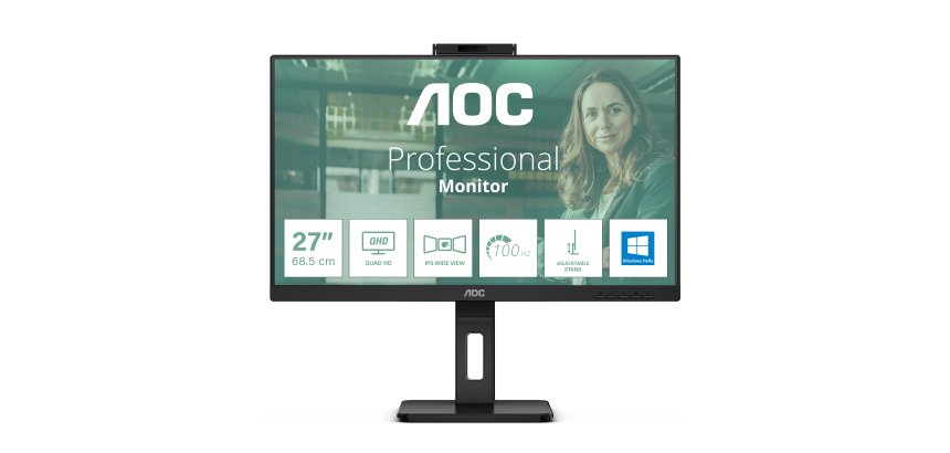 Monitor de videoconferencia AOC Q27P3CW pantalla para PC 68,6 cm (27") 2560 x 1440 Pixeles Quad HD LED Negro