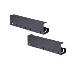 StarTech.com Lot de 2 Bacs de Gestion des Câbles sous Bureau, Longueur 106cm (53cm par Plateau), Organiseur de Câbles Métallique à Fentes, Installation par Vis, Support pour Multiprise, Noir, TAA