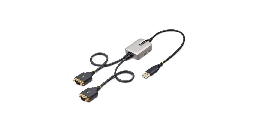 StarTech.com 2ft (60cm) 2-Port USB to Serial Adapter Cable, Interchangeable DB9 Screws/Nuts, COM Retention, USB-A to DB9 RS232, FTDI, Level-4 ESD Protection, Windows/macOS/ChromeOS/Linux - Rugged TPE Construction