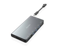 AISENS USB-C Dock 8 en 1, USB-C a 1xHDMI, 1xRJ45, 3xUSB-A, 1xUSB-C Datos+PD, 1xSD, 1xMicro SD, Gris, 10 cm
