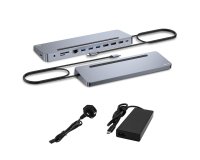i-tec USB-C Metal Ergonomic 3x 4K Display Docking Station with Power Delivery 100 W + Universal Charger 100 W