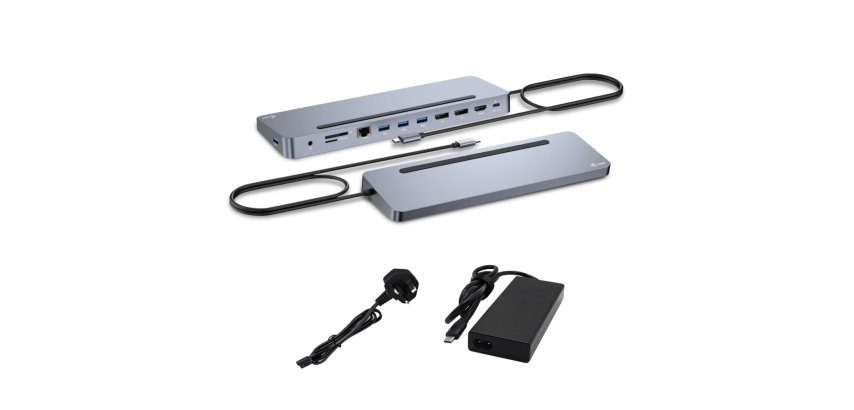 i-tec USB-C Metal Ergonomic 3x 4K Display Docking Station with Power Delivery 100 W + Universal Charger 100 W