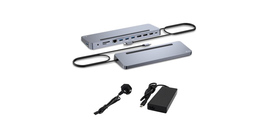 i-tec USB-C Metal Ergonomic 3x 4K Display Docking Station with Power Delivery 100 W + Universal Charger 100 W