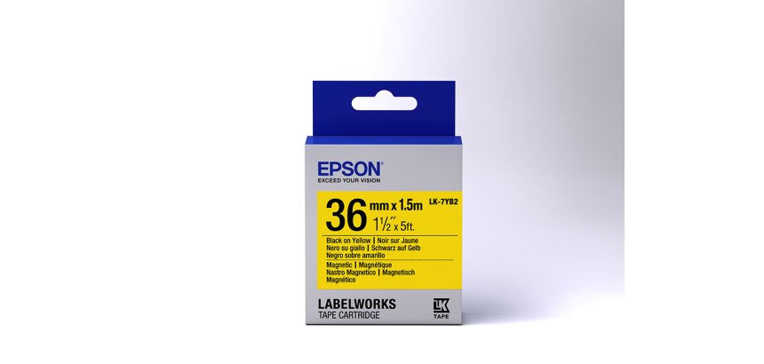 Epson Ruban magnétique pour étiqueteuse LK-7YB2 Noir/Jaune D 36 mm (1,5 m)