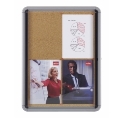 Vitrine affichage nobo liege premium plus porte battante   verre securite serrure 6      feuilles a4 709x668mm