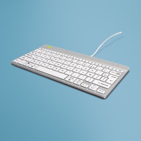 R-Go Tools Clavier ergonomique R-Go Compact Break, clavier compact avec logiciel de pause,AZERTY (FR), Filaire, blanc