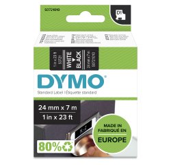 DYMO Authentic D1 Labels | 24mm x 7m Roll | White Print on Black | Self-Adhesive Labels for LabelManager Label Printers