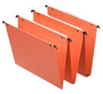 Dossier suspendu esselte dual kraft orange 220g a4 tiroir entraxe 330mm h245mm fond v volet d'agrafage boite 25 unites