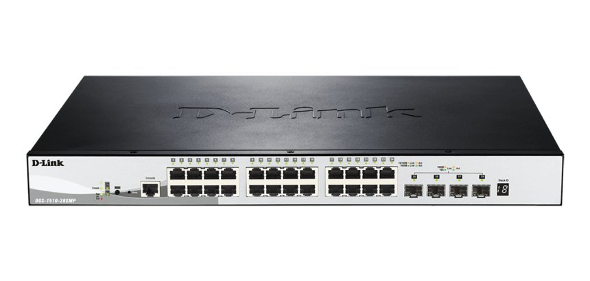 D-Link DGS-1510-28XMP Géré L2/L3 Gigabit Ethernet (10/100/1000) Connexion Ethernet, supportant l'alimentation via ce port (PoE) Noir, Gris
