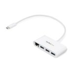 StarTech.com Hub USB-C à 3 ports avec Gigabit Ethernet - USB 3.0 (5Gbps) - USB-C vers 3x USB-A - Blanc