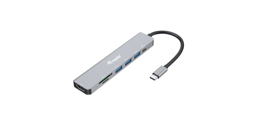 Equip 133494 Adattatore multifunzione USB-C 7 in 1, HDMI 4K/60Hz, USB 3.2 Gen1 x 3, TF/MICRO SD, USB PD 100W
