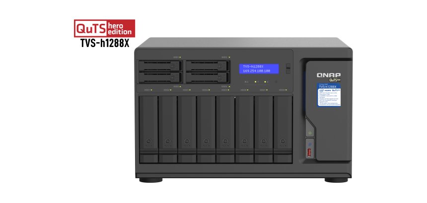 QNAP TVS-h1288X NAS Tower Intel® Xeon® W-1250 16 Go DDR4 0 To QuTS hero Noir