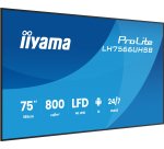 iiyama LH7566UHSB-B1AG Écran d'affichage dynamique Écran plat de signalisation numérique 190,5 cm (75") LCD Wifi 800 cd/m² 4K Ultra HD Noir Intégré dans le processeur Android 24/7