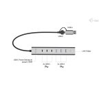 i-tec USB-C/USB-A Metal HUB 6 port (3x USB-C, 3x USB-A), LAN, Power Delivery 85W