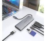 AISENS USB-C Dock 7 en 1, USB-C a 1xHDMI, 1xUSB-A 10G, 2xUSB-C 10G, 1xSD, 1xMicroSD, 1xUSB-C PD 100W, Gris, 20cm