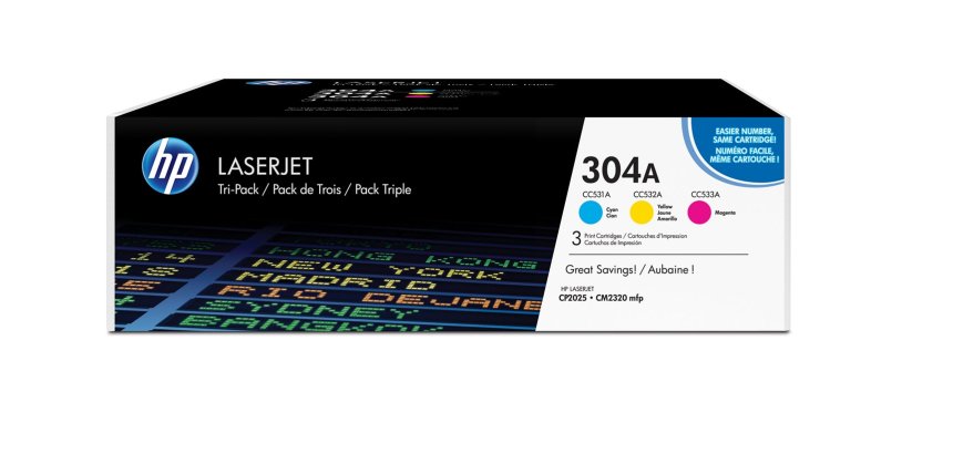 HP Confezione da 3 cartucce originali di toner ciano/magenta/giallo LaserJet 304A