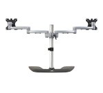 StarTech.com Dual Monitor Stand - Ergonomic Desktop Monitor Stand for up to 32" (17.6lb/8kg) VESA Displays - Free-Standing Articulating Universal Computer Monitor Mount - Adjustable Height - Silver
