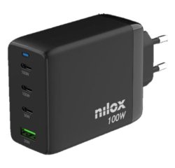 Nilox NXGANUSBC100 cargador de dispositivo móvil Universal Negro Corriente alterna Carga rápida Interior