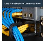 StarTech.com 1U 19" Cable Management Organizer - D Ring Hook Network/Server Rack Cord Manager - Data Center Horizontal Wire Panel with Passthrough Holes w/Mounting HW - EIA/ECA-310-E