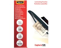 Pochettes de plastification Fellowes 75 x105 mm 125 µ brillantes - Boîte de 100