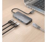 AISENS USB-C Dock 6 En 1, USB-C a 1xHDMI, 1xRJ45, 3xUSB-A, 1xUSB-C PD, Gris, 15cm