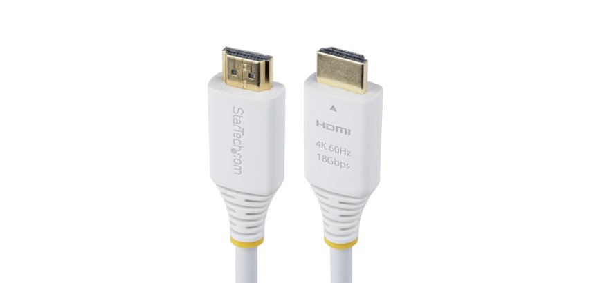 StarTech.com Câble HDMI Haut Débit Certifié Premium de 3m, 4K 60 Hz/1440p 144 Hz, HDR10/HDCP 2.2/ARC, 18 Gbps, Câble UHD HDMI 2.0 pour Téléviseur/Moniteur/Écran, Gaine TPE, Blanc