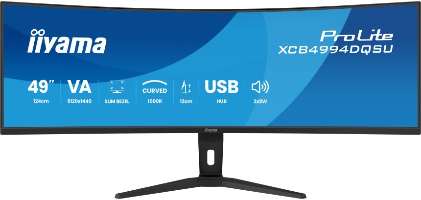 iiyama ProLite XCB4994DQSU-B1 écran plat de PC 124,5 cm (49") 5120 x 1440 pixels Dual QHD LCD Noir