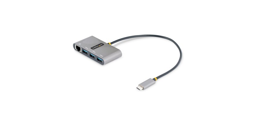 StarTech.com Hub USB-C à 3 ports avec Ethernet - 3x USB-A - USB 3.0 5Gbps - Alimentation par Bus - Hub USB Thunderbolt 3 - Adaptateur USB C Ethernet - Splitter USB-C vers USB-A - Adaptateur de Voyage