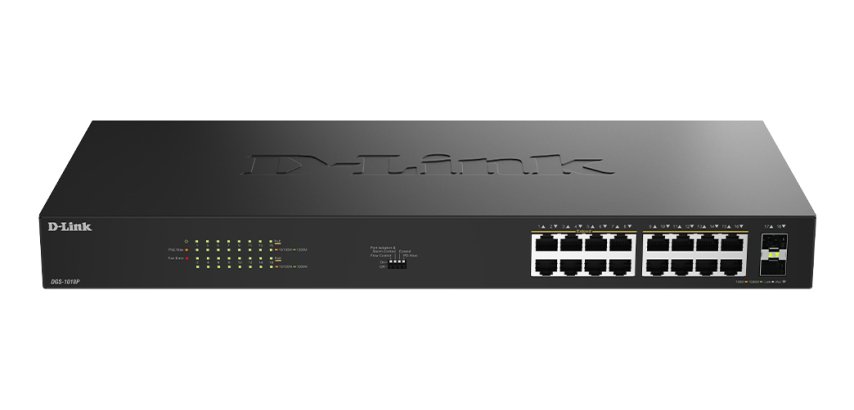 D-Link DGS-1018P Non-géré Gigabit Ethernet (10/100/1000) Connexion Ethernet, supportant l'alimentation via ce port (PoE) Noir